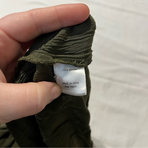 Sonoma Goods for Life Army Green Button Up Short Sleeve Pockets - Picture 7 of 8